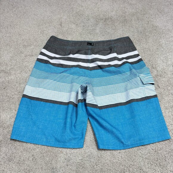 O’Neill Board Shorts Men’s Blue Gray White Drawstring Pockets Size 32 - Picture 10 of 12